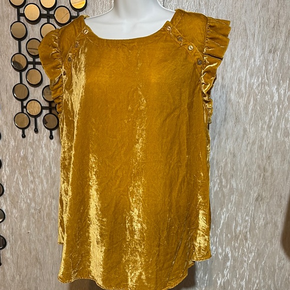 LOFT Tops - LOFT Mustard Velvet blouse